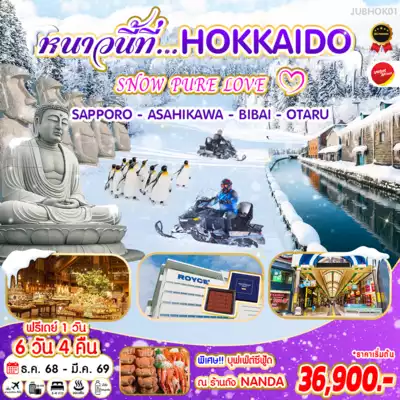 ทัวร์ญี่ปุ่น เมืองฮอกไกโด ทัวร์ญี่ปุ่น ฮอกไกโด หนาวนี้ที่...HOKKAIDO SNOW PURE LOVE 6 วัน 4 คืน By VZ 6 วัน 4 คืน - TWP-JUBHOK01